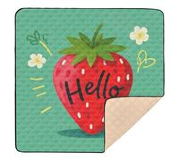 Hello Cartoon Cute Red Strawberry Soft Thick Baby Gym Play mat for Floor Portable Foldable Tummy Time & Crawling Mat for Baby Toddler Infant, 50'' x 50''tapete de gimnasio para