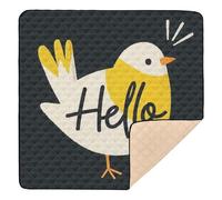 Hello Cartoon Cute White Bird Large Stylish Baby Activity Play Mat for Indoor Outdoor Non-Toxic Foldable Kicking Mat for Babies Infants Toddlers, 50'' x 50''alfombrilla de