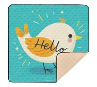 Hello Cartoon Cute White Bird Soft Foam Baby Care Play mat for Floor Waterproof Foldable Infant Play Mat for Babies Infants Toddlers, 50'' x 50''alfombra de juegos