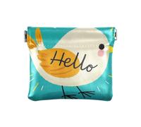Hello Cartoon Cute White Bird Women's Leather Coin Purse Wallet Convenient Mini Card Holder Wallet for Lady, Hello Cartoon cute white bird, 1 size, Print Art, Hello Cartoon cute white bird, 1 size,