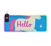 Hello Cartoon Cute White Unicorn Wirel Charging Glowing Cool Mouse pad entials desks 35.4 x 15.7 in Mouse mat for Desk