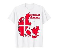 Hello Copenhagen I Love Denmark Map Flag Cool Danish Mom Dad Value Graphic T-Shirt, Men, White, S