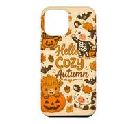 Hello Cozy Autumn Cute Cow Pumpkin Bat Skeleton Halloween Case for iPhone 12 Pro Max