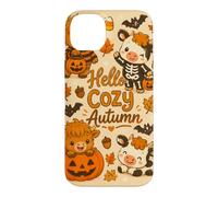 Hello Cozy Autumn Cute Cow Pumpkin Bat Skeleton Halloween Case for iPhone 14 Plus