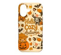 Hello Cozy Autumn Cute Cow Pumpkin Bat Skeleton Halloween Case for iPhone 17