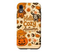Hello Cozy Autumn Cute Cow Pumpkin Bat Skeleton Halloween Case for iPhone XR