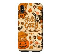 Hello Cozy Autumn Cute Cow Pumpkin Bat Skeleton Halloween Case for iPhone XS Max