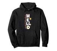 Hello Cute Pastel Kawaii Happy Doodle Greeting Pullover Hoodie