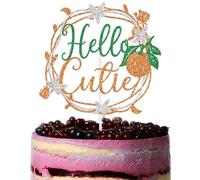 Hello Cutie Cake Topper, A Little Cutie is on the Way Decorations, Summer Fruit Baby Shower Decor, Orange Baby 1st Birthday Party Decorations Orange Glitter