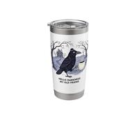 Hello Darkness Goth Crow Coffee Mug Design for Coffee Lovers Stainless Steel Insulated Tumbler
