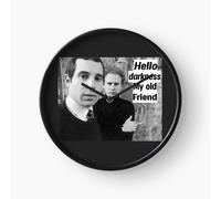 (Hello Darkness, My Old Friend=5068) Wall Clock 12 Inch Funny Mantel & Tabletop Art Decor for Home Bedroom Office
