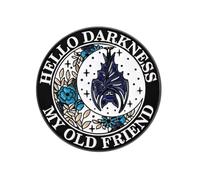 Hello Darkness My Old Friend Bat Enamel Lapel Pin - Gothic Night Theme Hard Enamel Brooch Badge with Bat and Floral Design for Jackets, Backpacks, Hats and Lanyards - 3cm