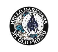 "Hello Darkness My Old Friend" Bat & Moon Enamel Pin - Gothic Moonlit Floral Lapel Pin - Mystical Metal Badge for Backpacks, Jackets, and Bags - Dark Aesthetic Accessory for Men, Women, and Goth