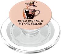 Hello Darkness My Old Friend Black Cat Coffee Mug Witchy Cat PopSockets PopGrip for MagSafe