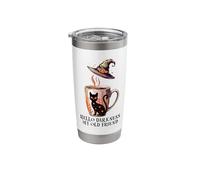 Hello Darkness My Old Friend Black Cat Coffee Mug Witchy Cat Stainless Steel Insulated Tumbler