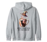 Hello Darkness My Old Friend Black Cat Coffee Mug Witchy Cat Zip Hoodie