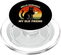 Hello Darkness My Old Friend Cat Lover Humor Retro Funny PopSockets PopGrip for MagSafe