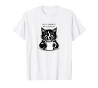 Hello Darkness My Old Friend Funny Black Cat Coffee Lover T-Shirt