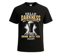 Hello Darkness My Old Friend Funny Guines Men's T-Shirt Novelty Gift Tee Top(Black, XL)