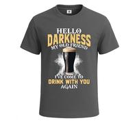Hello Darkness My Old Friend Funny Guines Men's T-Shirt Novelty Gift Tee Top(Charcoal, 3XL)