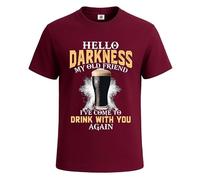 Hello Darkness My Old Friend Funny Guines Men's T-Shirt Novelty Gift Tee Top(Maroon, XL)