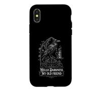 Hello Darkness My Old Friend Gothic Raven Coffee Bat Etching Case for iPhone X/XS