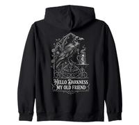 Hello Darkness My Old Friend Gothic Raven Coffee Bat Etching Zip Hoodie