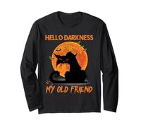 Hello Darkness My Old Friend Halloween Black Cat Long Sleeve T-Shirt