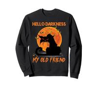 Hello Darkness My Old Friend Halloween Black Cat Sweatshirt