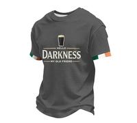 Hello Darkness My Old Friend Shirt for Men Irish Beer Top Short Sleeves O Neck Hello Darkness My Old Friend St. Patrick's Day Shirt Ireland Tee Dark Gray XL