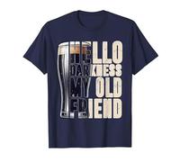 Hello Darkness My Old Friend Strout Beer Lover Beer Drinker T-Shirt, Men, Navy Blue, Large