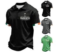 Hello Darkness My Old Friend T-Shirt Irish Beer Polo Shirts Short Sleeve Top St Patricks Day T Shirts for Men Adult Retro Casual Fit Trendy Ireland Funny Drinking with Button Ireland Tee Gifts Tops, A