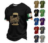 Hello Darkness My Old Friend T Shirt, Saint Patricks Day Shirt for Men Big and Tall Short Sleeve Irish Beer Top Round Neck Party Shamrock Shirts Ireland Tee(Black,XXL)