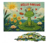 Hello Darling Frog Princess Illustration Jigsaw Puzzle, 500 Pieces | Jigsaw Puzzle for Adults - structured assembly from border to image details in spare time.
