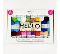 Hello Easy Gift Box Crochet Yarn Gift Set - 24 x 25g Cotton Acrylic Yarn Balls, Tote Bag, 2.5mm Crochet Hook & Stitch Marker