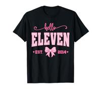 Hello Eleven Est 2014 Coquette Bow 11th Birthday Girl T-Shirt