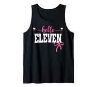 Hello Eleven Est 2014 Coquette Bow 11th Birthday Girl Tank Top