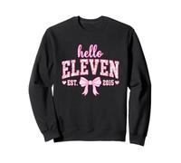 Hello Eleven Est 2015 Pink Bow Hearts Sweet 11th Birthday Sweatshirt