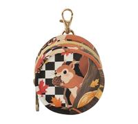 Hello Fall Autumn Black White Checkered Plaid Baby Boy Pacifier Case with Zipper and Clip Change Purse Key Holder, Everything Storage pouching