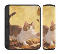 Hello Fall Autumn Cat Maple 2 Pack Seatbelt Strap Cover Release Stress to Your Neck and Shoulders for Airplane funda para cinturón de carro