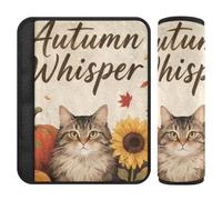 Hello Fall Autumn Cat Pumpkin Sunflower 2 pcs seat Belt Cushion Shoulder Strap Stop seat Belt Cutting into Neck for Truck accesorios para carro
