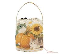 Hello Fall Autumn Cat Pumpkin Sunflower Crochet Tools Yarn Storage Containers Portable Travel Storage for gancho para tejer