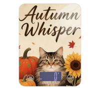 Hello Fall Autumn Cat Pumpkin Sunflower LCD Display Portable Food Scales 11lb/0.18oz, 5kg/5g Small Kitchen Scales with 4 Unit for Baking Spices Meal Prep (Batteries not Included)