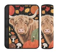 Hello Fall Autumn Cow Pumpkin Maple 2 Pack car seat Cover Release Stress to Your Neck and Shoulders for Most Cars funda para cinturón de carro