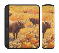Hello Fall Autumn Cow Pumpkin Wheat Field 2 pcs Shoulder Strap pad Release Stress to Your Neck and Shoulders for Sedan forro para cinturon de segurida