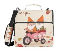 Hello Fall Autumn Dwalf 3 Rings 1.5 inch Organizer Binder with Shoulder Strap & Handle Waterproof Portfolios Portfolio Organizer Suitable for Middle School