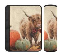 Hello Fall Autumn Highland Cattle Pumpkin 2 Pack Shoulder Belt pad Release Stress to Your Neck and Shoulders for Sedan Protector para cinturón de carro