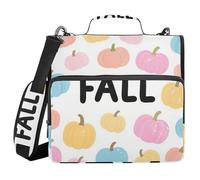Hello Fall Autumn Pumpkin 3 Rings 1.5 inch Office Binder Organizer with Strap Includes Zip Pocket School Binders Organizer Suitable for Middle School