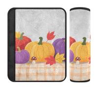 Hello Fall Autumn Pumpkin Checkered Plaid 2 pcs carseat Belt Covers Release Stress to Your Neck and Shoulders for SUV Protector para cinturón de carro