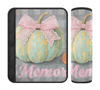 Hello Fall Autumn Pumpkin Checkered Plaid Gray 2 Pack car seat Neck Strap Cover Stop seat Belt Cutting into Neck for Truck accesorios para carro